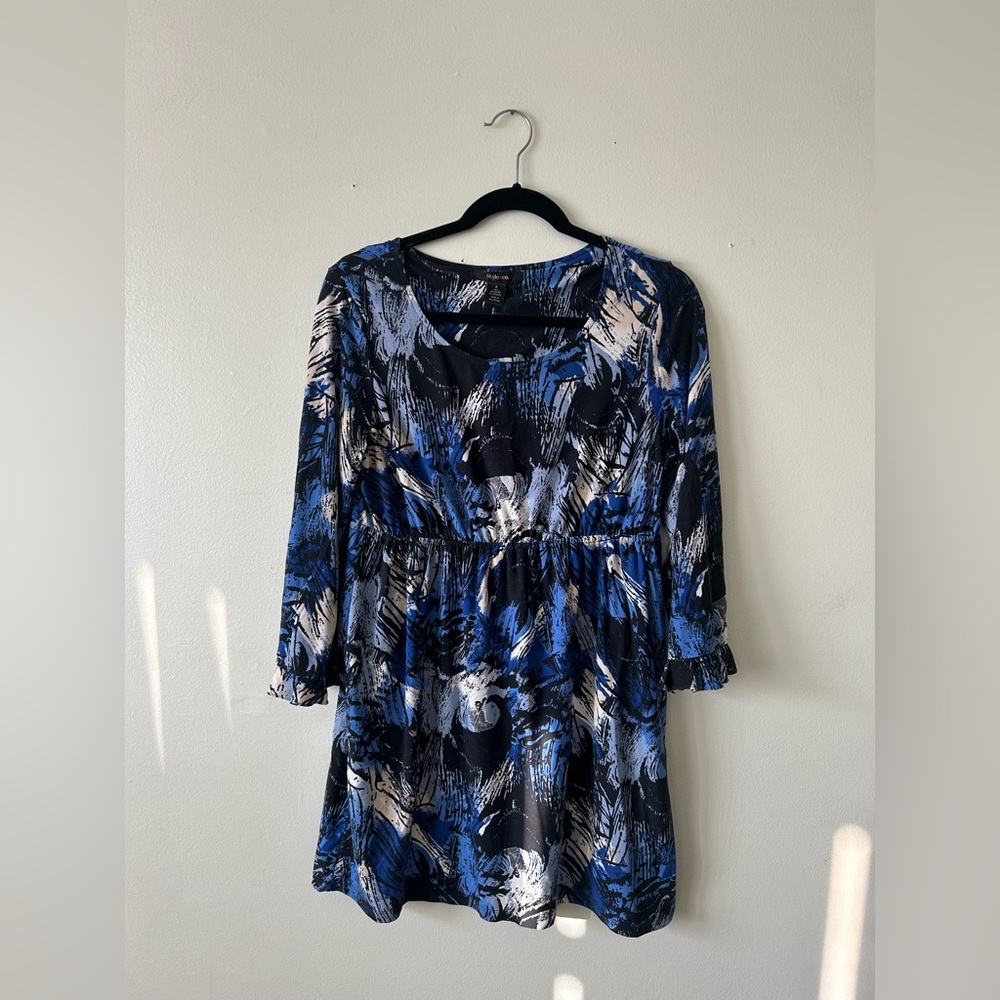 STYLE & CO. | Blue, Black & White Pattern Tunic